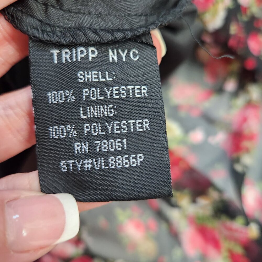 Tripp Nyc Daang Goodman Romantic Rose Garden Floral Dress Size S Lace Trim Goth - Picture 12 of 16